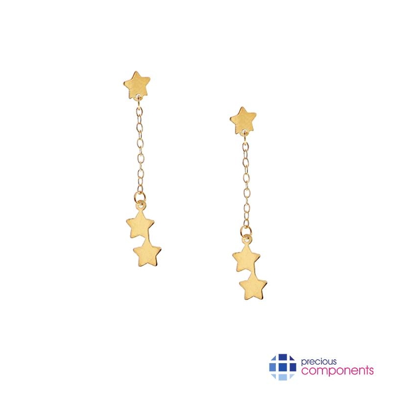 9K Gold HANGING STARS EARRINGS - Precious Components