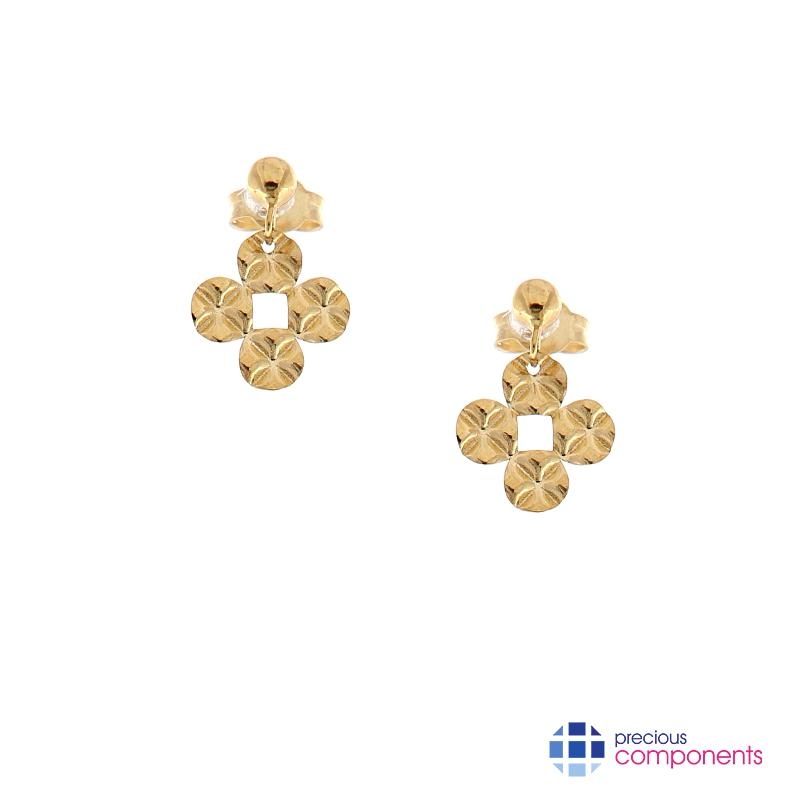 9K Gold FOUR-LEAF CLOVER EARRINGS - Precious Components