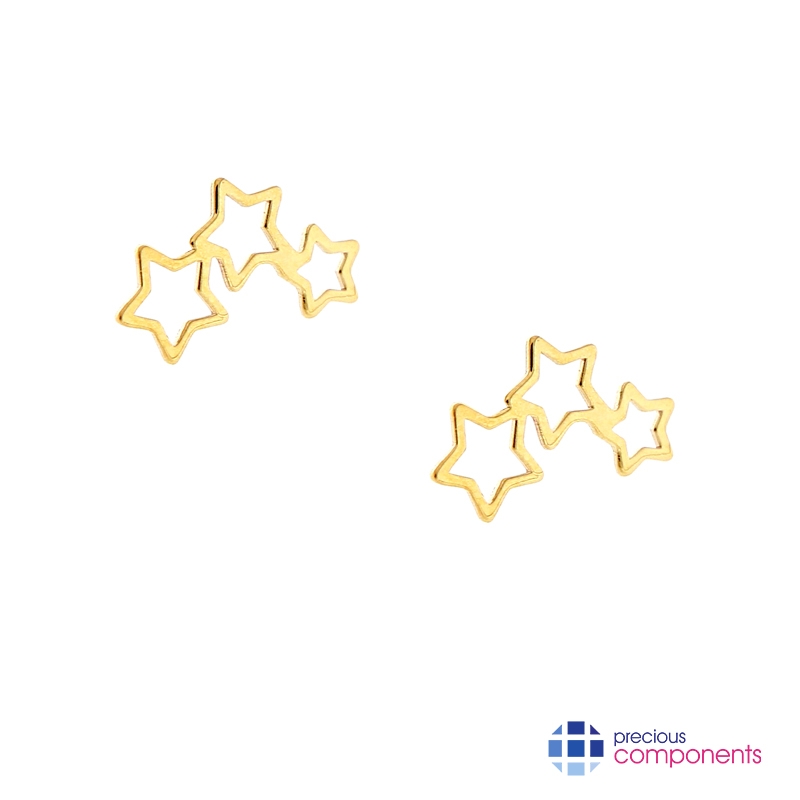 9K Gold PIERCED STAR EARRINGS - Precious Components