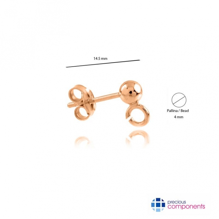 Pcomponent - Earrings 4mm +  Butterflies   - Precious Components - Gold findings - Precious Components