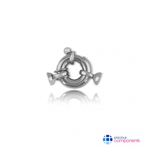 18K White Gold  Clasp hollow ring with two cups  - Precious Components