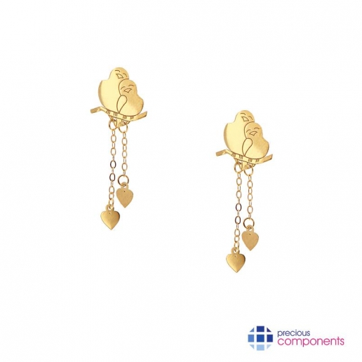 9K Yellow Gold BIRDS EARRINGS - Precious Components