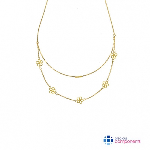 18K Yellow Gold Double Necklace 3 - Precious Components