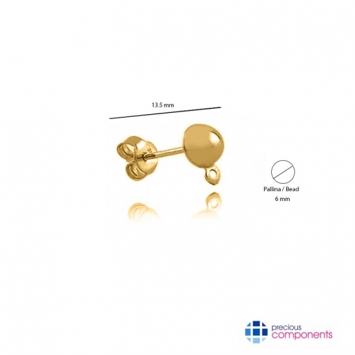 Pcomponent - Half ball earrings 6mm   - Precious Components - Gold findings - Precious Components