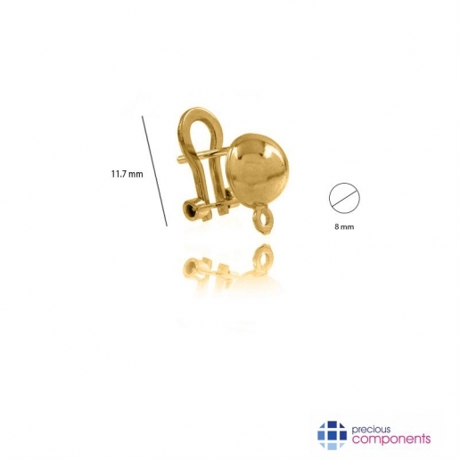 Pcomponent - Half ball earrings and omega clips 8mm   - Precious Components - Gold findings - Precious Components