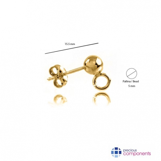 Pcomponent - Earrings 5mm +  Butterflies   - Precious Components - Gold findings - Precious Components