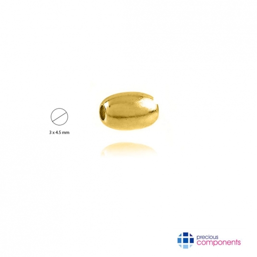 Pcomponent - Polished ovals 3mm - 2 holes   - Precious Components - Gold findings - Precious Components