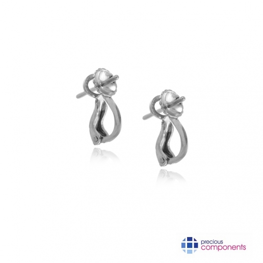 18K White Gold Earrings for Pearls with Spring Leverclips or Clips - Precious Components