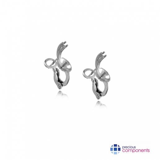 18K White Gold Earrings for Pearls - Precious Components