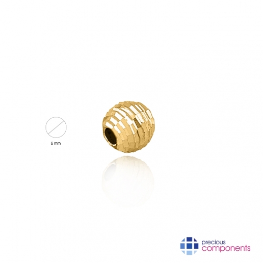 Bola / Abalorio C 6 mm  2 agujeros -  Oro Amarillo 14 Ct - Precious Components