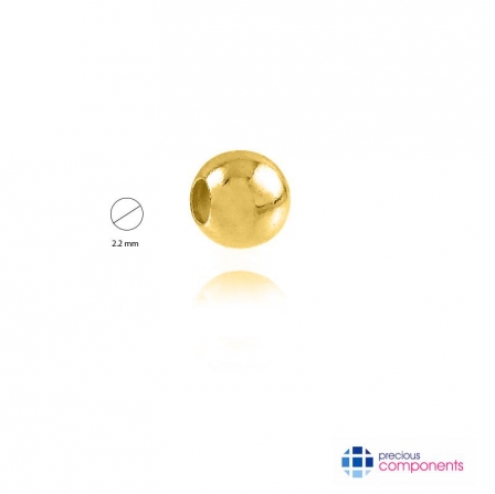 9K Gold Polished Bead  2.2 mm - 2 holes - Precious Components