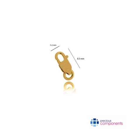 21K Gold Rectangular Lobster Locks 8.3 mm - Precious Components