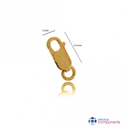 22K Gold Rectangular Lobster Locks 11.6 mm - Precious Components