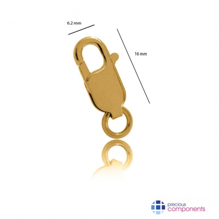 21K Gold Rectangular Lobster Locks 16 mm - Precious Components
