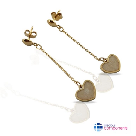 Pendientes de corazón esmaltados - Oro 14 Ct - Precious Components