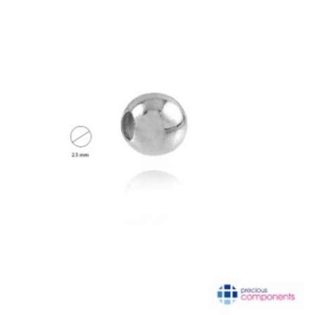 925 Sterling Silver Polished Bead  2.5 mm - 2 holes - Precious Components