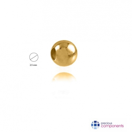 9K Gold Polished Bead  2.5 mm - 2 holes - Precious Components