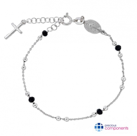 925 Sterling Silver Rosary Bracelet - Precious Components